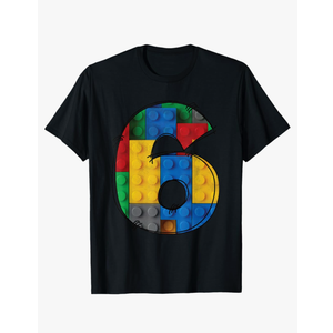 6 Years Old Blocks Building 6th Birthday Kid Master Builder T-Shirt Size S