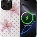 for iPhone 14 Pro Max Case,Compatible with MagSafe,Dual-Layer Hard Shell + Silicone Cover,Full Body Protection Shockproof Case for iPhone 14 Pro Max-Pink Hibiscus Dot Floral