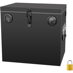 Peastorm Trailer RV Marine Battery Box - 12V Waterproof Steel Battery Relocation Kit for Boat, Trolling Motor, Kayak (Group 24 Black)