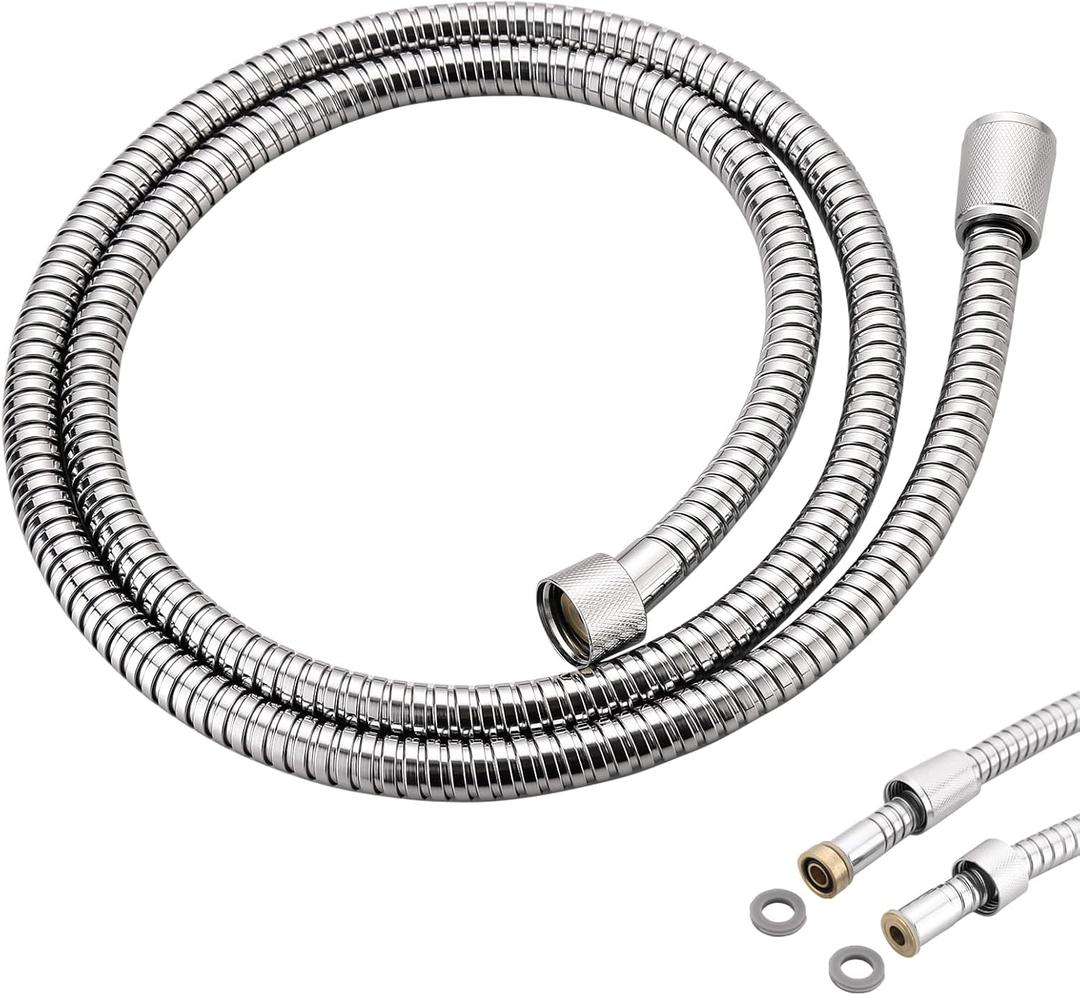 Shower Hose Replacement for Grohe 28143001 Relexaflex 59" Metal Longlife Shower Hose with Brass Insert and Nut, Suitable for All GROHE Shower Series (Starlight Chrome, 59 Inch)