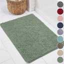 KANGAROO Bathroom Rugs, Chenille Soft Absorbent Bath Rug, Shaggy Shower Mat, Quick Dry Machine Wash Bathmat, Plush Carpet Mats for Tub, Bathtub and Room Home Decor Accessories, 24x17, Sage