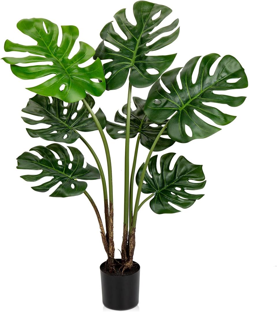 Hollyone 3FT Artificial Monstera Deliciosa Trees Fake Tropical Palm Plants