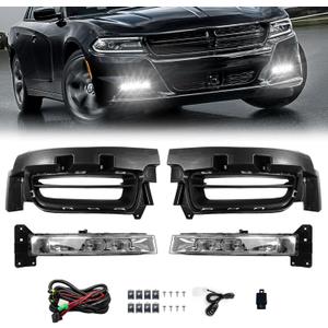 LED Fog Lights Fit for 2015 2016 2017 2018 2019 2020 Dodge Charger, A Pair of Front Bumper Fog Lamps with Switch and Wiring Harness- Clear Lens