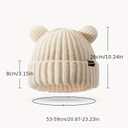 2 x Adult Knit Beanie Hat, Winter Bear Ears Hat Warm Knitted Fleece Lined Woollen Ski Pompom Hat