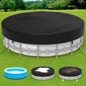 30FT Round Pool Cover, Heavy Duty Pool Covers for Above Ground Pools, Round Pool Cover Protector UV and Tear Resistant, Waterproof and Dustproof