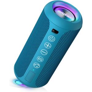 Ortizan Portable Bluetooth Speakers, IPX7 Waterproof Wireless Speaker with 24W Loud Stereo Sound, Outdoor Speaker with Bluetooth 5.3, Deep Bass, RGB Lights, Dual Pairing, 30H Playtime for Home
