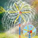 TERRAMUS 59" Windmill Water Sprinkler for Kids Summer Toys, 360 Spinning Splash Water Toy, Upgraded Double Sided with 6 Blades, Outdoor Backyard Games Summer Fun for Boys Girls Dogs & Garden Watering
