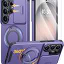 JAME for Samsung Galaxy S26 Ultra Case, Ring Holder Stand Kickstand, Slide Camera Cover with Screen Protector, Dual-Layer Shockproof Protective Magnetic Accessory Friendly S26 Ultra Phone Case, Purple