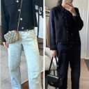 Womens Wool Pea Coat Button Up Open Front Trench Outerwear Long Sleeve Cropped Cardigan Jacket with Pockets (Blue, XL)