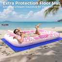 Inflatable Tanning Pool Lounger Float with Protection Tarp, 85" x 57" Pool Floats Adult with Pillow, 6 in 1 Suntan Tub Raft Floatie, Sunbathing Water Bed Lounge Blow Up Kids Ball Pit Party Gifts-Pink