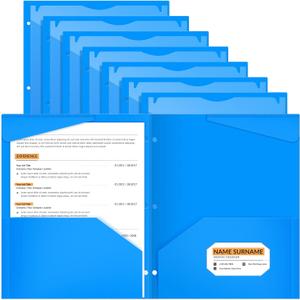 Henoyso 24 Pack Plastic Folders with Clear Front Pocket Back to School Heavy Duty File Folders with 2 Pockets and Card Slot for Student School to Home Supply, Office, Teachers (Blue)