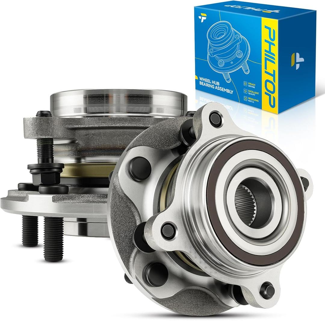 PHILTOP 515202 4WD Front Wheel Hub Assembly Fit for Toyota Tundra 2007-2021, Toyota Sequoia 2008-2018 Wheel Hub Bearings 2pcs