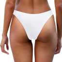 Aqua Eve Women Cheeky Bikini Bottom Brazilian High Cut Swim Bottom Low Rise Bathing Suit Bottom (X-Small, White)