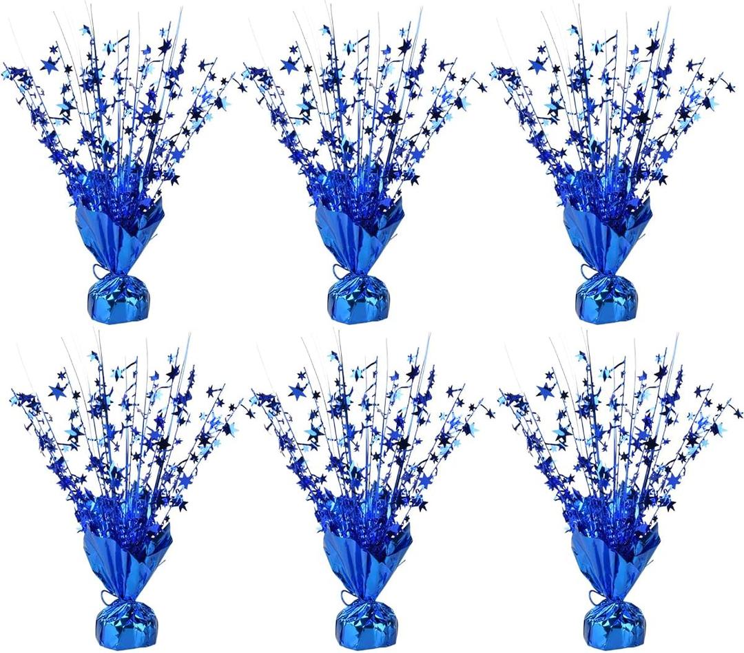 Miliocry 6 Pack Metallic Foil Spray Centerpiece Star Table Decoration Burst Table Centerpieces for Birthday Wedding Anniversary Graduation Holiday Party Supplies Decor Blue
