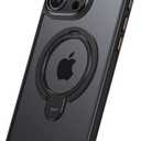 Case for iPhone 16 Pro Max/16 Pro/16 Plus/16, [Military Drop Protection] [Compatible with MagSafe] Translucent Hard Back Soft Edge Anti-Fingerprint (Black)