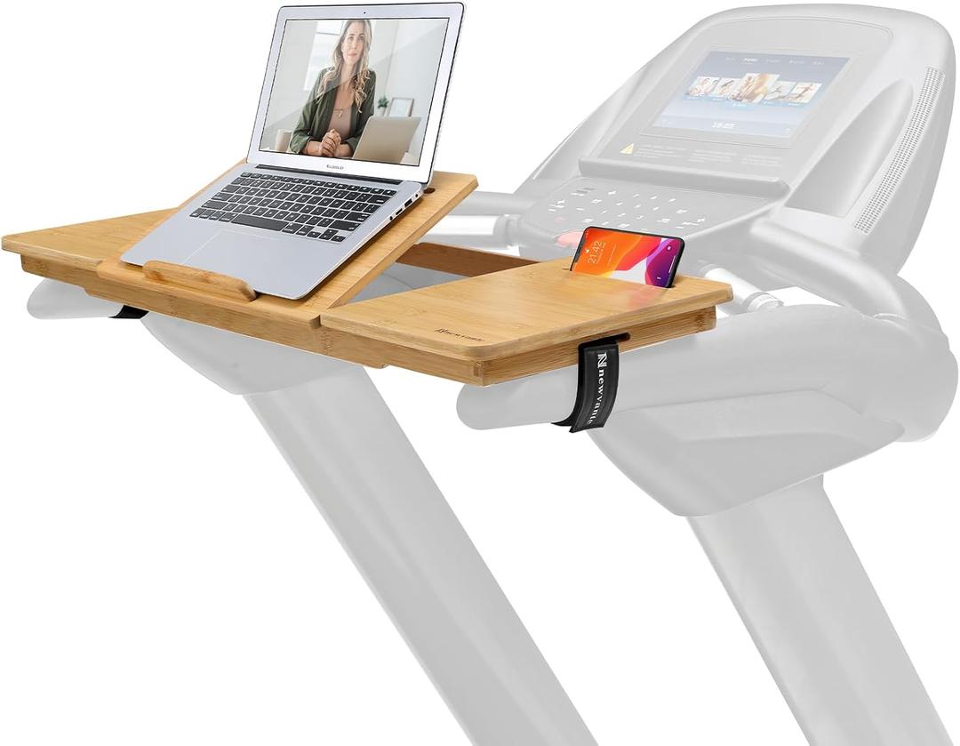 Nnewvante Treadmill Desk Attachment Bamboo Walking Laptop Stand Holder Workstation Adjustable Desktop Laptop Tray for Treadmill (Natural)