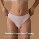 SHARICCA Womens Seamless Thongs No Show Underwear Soft Ribbed Invisible Panties Wave Edge Multi Pack (X-Small, 7p03 - Lightly Colors)