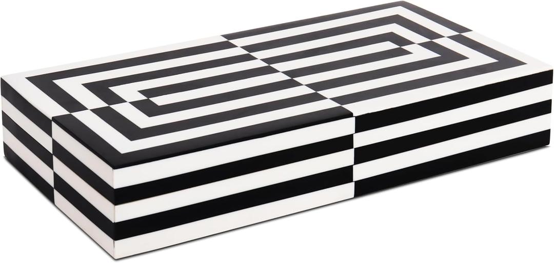 Handicrafts Home Large Decorative Storage Box 12x6 Coffee Table Organizer Box, Modern Home Dcor Accent, Keepsake Memory Box, Jewelry Storage Box, Boho Decorative Box with Lid for Shelf, Mantle Decor