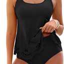 Blooming Jelly Tummy Control Tankini Swimsuits for Women Two Piece Bathing Suit Modest Cut Out Beach Swim Suit 2026 (Black, L)