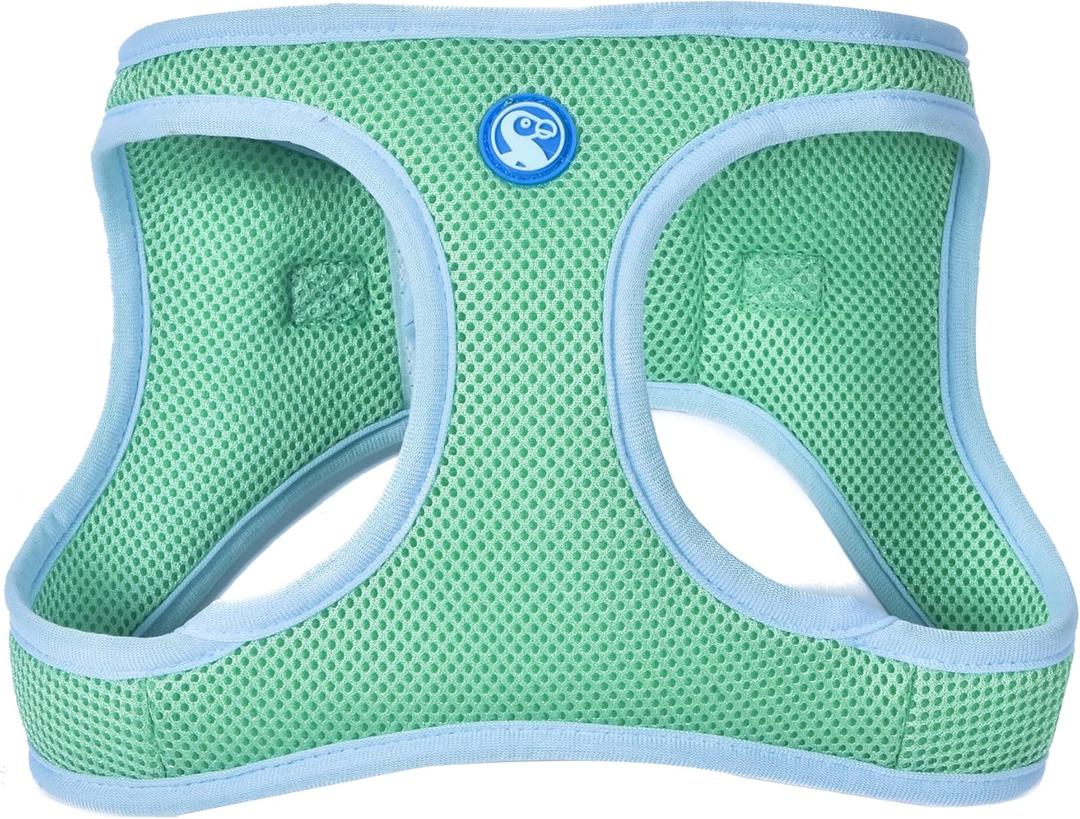 The Dodo Green Dog Harness, Size Small; Easy Step-in Harness for Dogs; Breathable Mesh Fabric; Snap-Together, Pinch Release Buckle, Ring for Leash Attachment; Everyday Pet Apparel