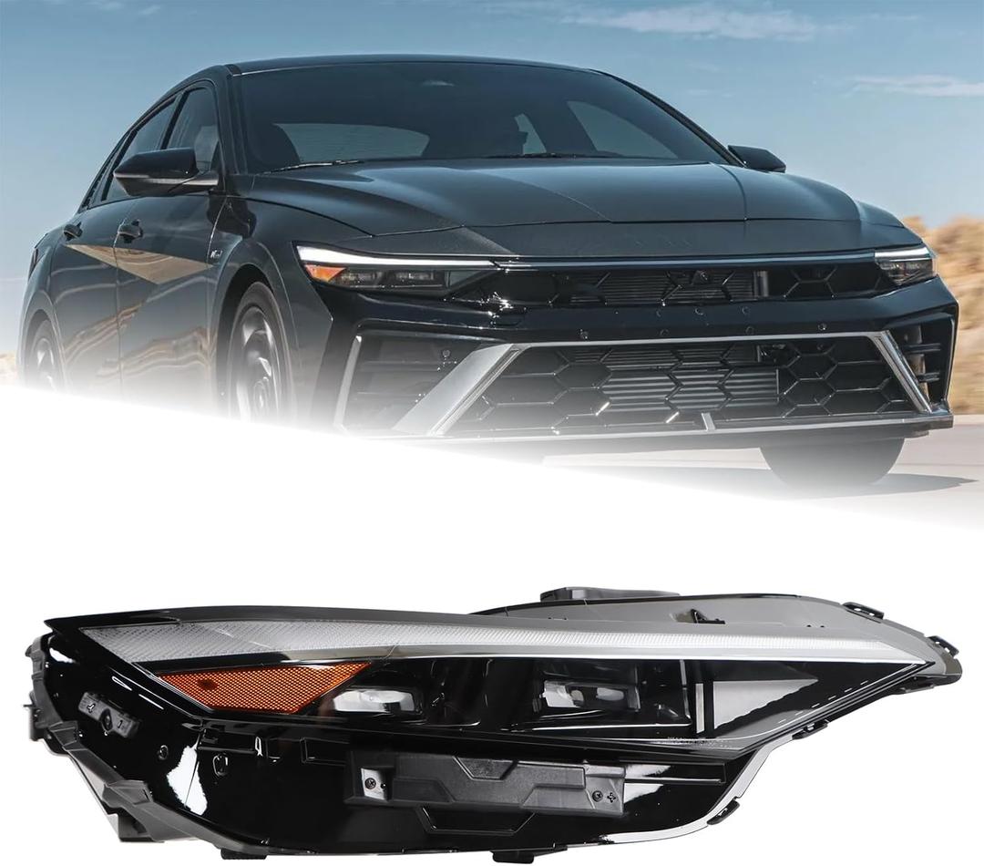 RH USA Tpye LED Headlight Assembly Fit for 2024 2025 Hyundai Elantra Headlamp Right Passenger Side W/Module Double Lentille 92102AA740 92102-AA740