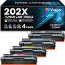 202X Toner Cartridges Set 4 Pack Compatible Replacement for HP 202X Toner Cartridges Works with MFP M281fdw M281cdw M281fdn M254dw M254dn CF500X Printer Ink (Black Cyan Yellow Magenta)
