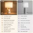 Marble Lamp Cordless, Rechargeable Marble Touch Lamp with 3 Color, Linen Lampshade Stepless Dimming, Luxury Natural Calacatta Viola Stone Table Lamp for Bedroom, Living Room & Office(Dual Light)9.84"