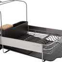 KitchenAid Full Size, Rust Resistant Expandable Dish Rack with Angled Self Draining Drainboard, 24-Inch, Black