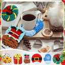 Mindsoft 6 Pcs Christmas Punch Needle Kits for Adults Beginners Punch Needle Coaster Xmas Embroidery Kit with 6 Patterns Yarn Tools Felt Embroidery Hoop Instruction for DIY Christmas Craft Night Ideas