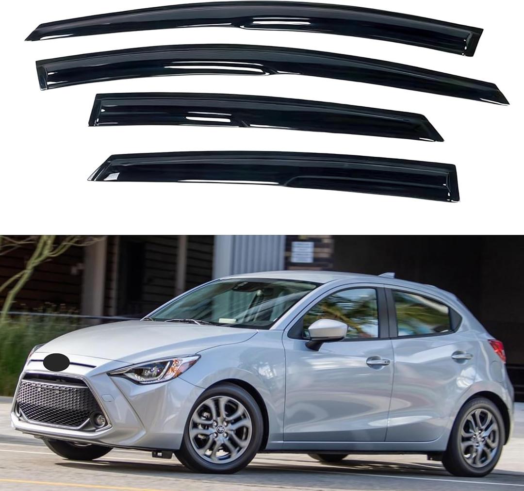 IG Window Visor for Toyota Yaris iA Hatchback 2016-2020 & Scion iA Hatchback 2016-2020, Rain Guard Tape-On Side Vent Deflector Mugen Style, 2016 2017 2018 2019 2020 (Hatchback Only)