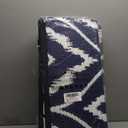 OLANLY Outdoor Rug 9x12 ft Waterproof, Outdoor Plastic Straw Rug with Geometric Pattern Clearance, Reversible RV Mat for Patio, Camping, Balcony, Deck, Backyard, Navy & White