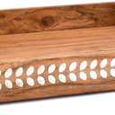 Serving Trays Acacia Wood Food Serving Tray for Coffee Table, Kitchen Counter, Bathroom or Entryway with Cutout Handles(16" X 12" X 2")