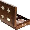 Indian Glance Double Deck Playing Card Holder Box Tray Case Wood - Playing Cards Storage Box Case - Gifts for Men | Seniors | Women Birthday
