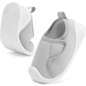 STQ KIDS Baby Boys Girls First Walking Shoes Wide Toe Box Infant Sneakers Lightweight Breathable Slip On Barefoot Shoes