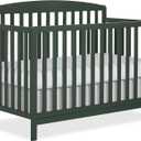 Dream On Me Odelle 5-in-1 Convertible Full-Size Baby Crib in Forest Green, GreenGuard Gold & BSA Converts to Toddler, Day & Full-Size Bed, Sustainable Pinewood, 3 Mattress Heights, 54.7"L x 29.3"W x 40.2"H