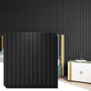 Art3d Slat Wall Panel, 3D Fluted Textured Panel 12-Tile 19.7 x 19.7in. - Black (Square - Black)