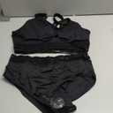 Women's High Waisted Bikini Sets Sporty Crop Top Color Block Swimwear Bandeau Scoop Neck Vintage Two Piece Bathing Suits, L