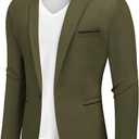 COOFANDY Men's Casual Blazers Sport Coats Slim Fit Cotton Sport Jackets 1 Button Lightweight Suit Jackets, Green, Medium