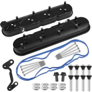 Tall For LS LS1 LS2 LS3 LS6 LS7 Cast Aluminum Valve Covers w/Coil Mounts (Black) (Flat)