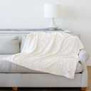 GRACED SOFT LUXURIES Throw Blanket Softest Warm Elegant Cozy Faux Fur Aesthetic for Travel, Home, Bed, Sofa, Couch, Living Room (Solid Ivory, Large 50" x 60")