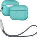 Lopie for AirPods Pro 3 Leather Case Cover, Air Pods Pro Protective Hard Shell Cover Fully-Wrapped with Goat Leather - Handmade for AirPods Pro 3rd Generation Case - Cyan Blue