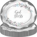God Bless Baptism Plates,Oval Paper Plates First Communion Plate Baptism Party Decorations for Christening Birthday Supplies