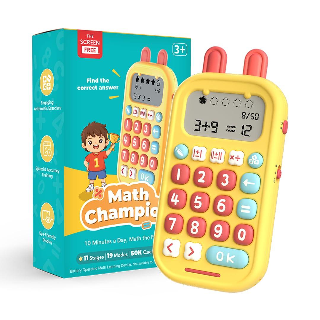 Math Champion Electronic Maths Toy | 100% Screen-Free | 50,000 Questions (Ages 3-11) | Replaces Math Workbooks | Addition, Subtraction, Multiplication & Division | Educational Birthday Gift