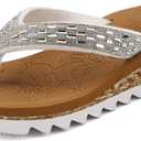 ONCAI Women's Wedge Flip Flops with RhinestoneRecovery Dressy Walking Sandals for Women with Comfortable Arch Support Cushion Yoga Mat Summer Rubber Soles(US Size 5-11)