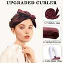 Gwabee No Heat Overnight Hair Curlers - 70" Soft Ribbon Curl Wrap with 9 Curling Rods, Headband for Long Hair Rollers - Burgundy