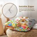 Imiss Happy Easter Throw Pillow Covers Set of 2 Easter Cute Bunny Eggs Flowers Spring Decorative Outdoor Farmhouse Cushion Case 18x18 Inch for Sofa Couch Bedroom