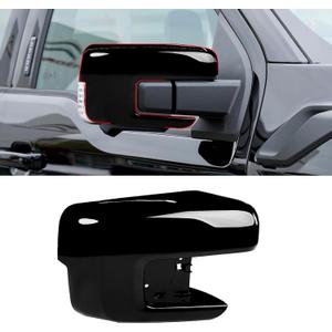 Moonlinks Compatible with 2021 2022 2023 2024 2025 Ford F150 Right Side Mirror Cover Replacement, Glossy Black Exterior Right Passenger Side Door Rear view Mirror Cap Trim, WITH Turn Signal Light