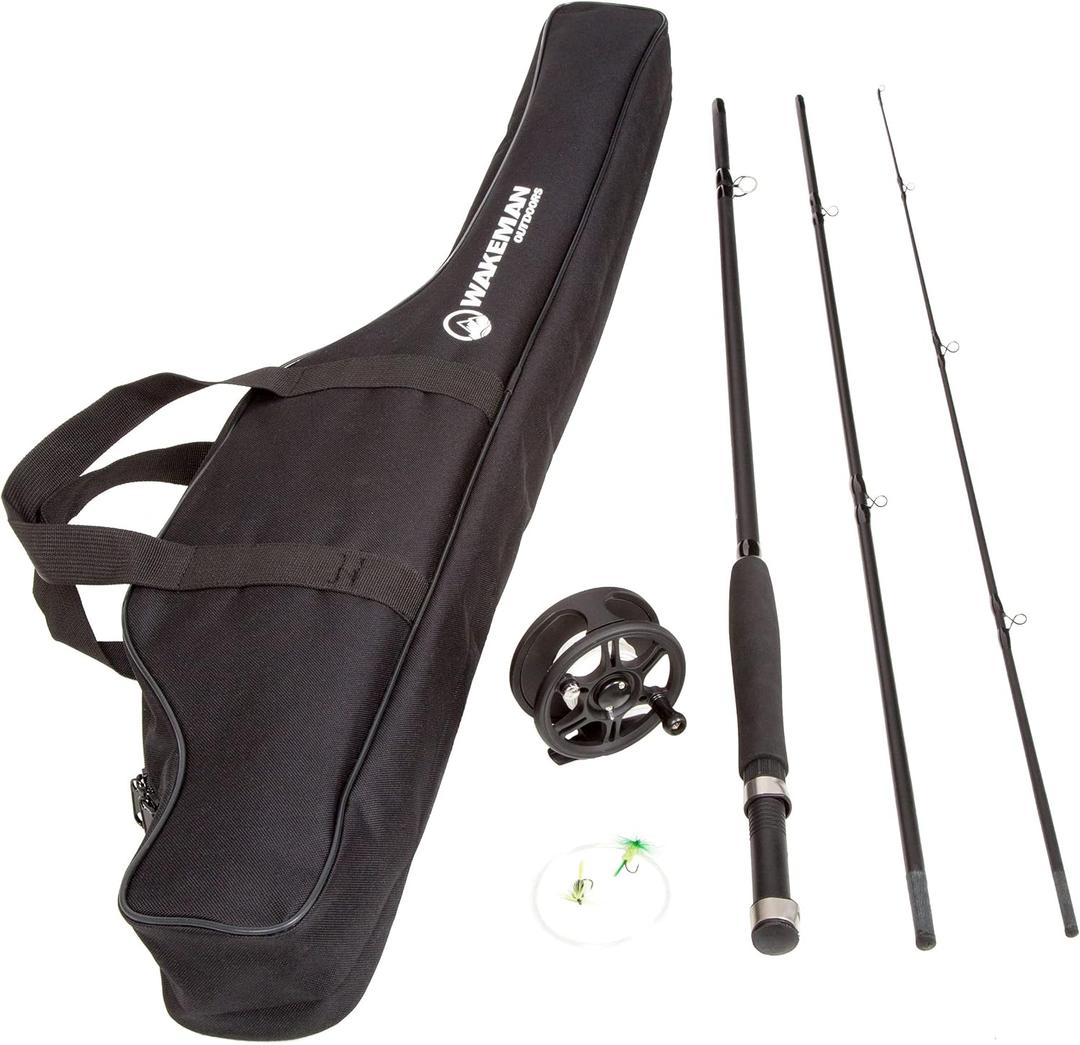 akeman Charter Series Fly Fishing Rod and Reel Combo, 8ft, Black