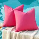 MIULEE Pack of 2 Outdoor Waterproof Throw Pillow Covers Decorative Outdoor Pillowcases Piping Edge Water Resistant Cushion Covers for Patio Garden Couch Chair Tent Balcony, 18x18 Inch Hot Pink