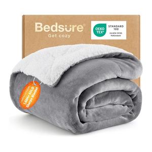 Bedsure GentleSoft Sherpa Fleece Throw Blanket for Couch – Thick & Cozy Christmas Blanket for Winter, Non-Heated, Soft Fuzzy Plush Throw Gifts for Women and Men, Grey, 50x60 Inches